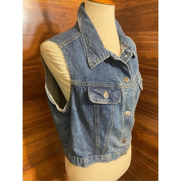 Vintage 80’s Faded Glory Women’s Denim Button Down 100% Cotton Vest Size Large-R - Picture 9 of 13